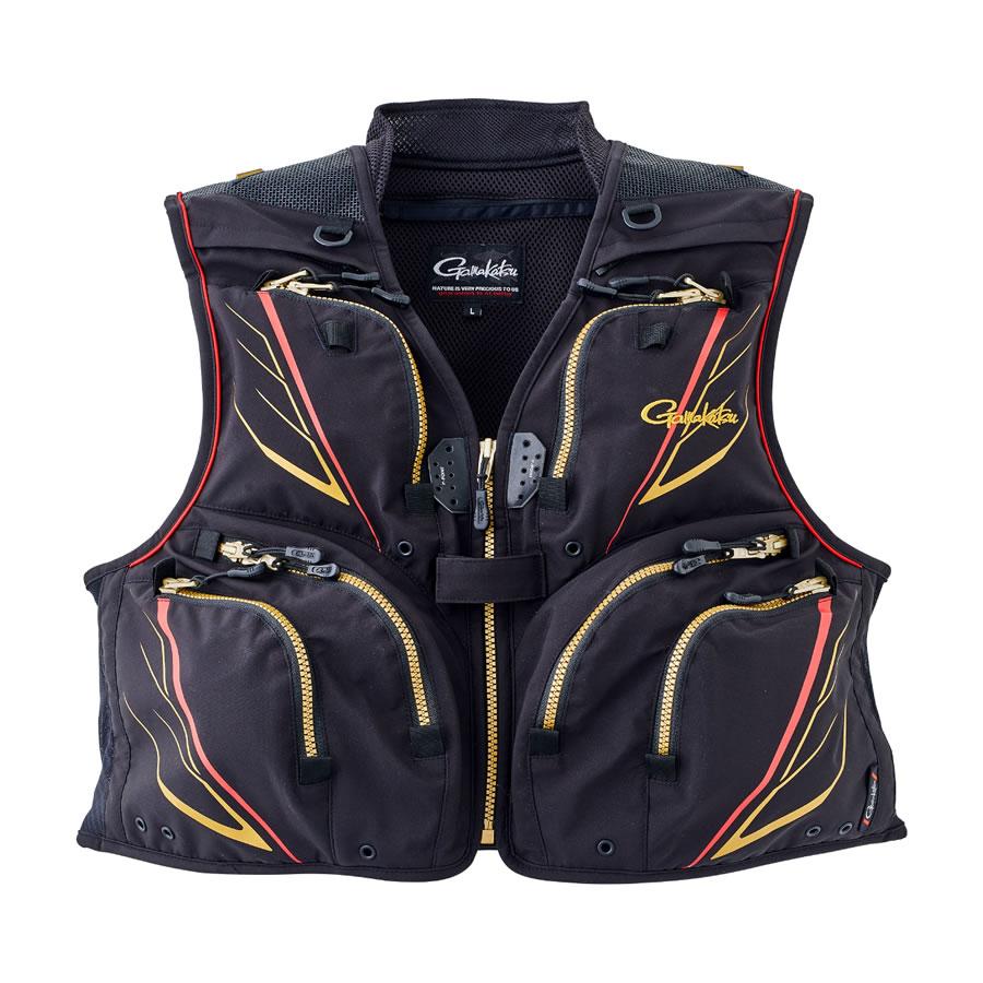 がまかつ ハーフメッシュベスト ブラック GM2327 (フィッシングベスト