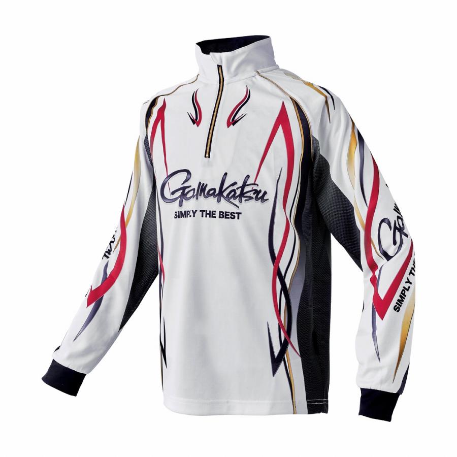 がまかつ 2WAY プリントジップシャツ長袖 ホワイト GM3734 (フィッシングシャツ Tシャツ 父の日)【送料無料】 がまかつ 2WAY プリントジップシャツ長袖 ホワイト GM3734
