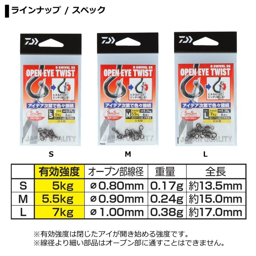 ダイワ Dスイベル Ss オープンアイ ツイスト S M L サルカン スナップ フィッシング遊web店 通販 Paypayモール