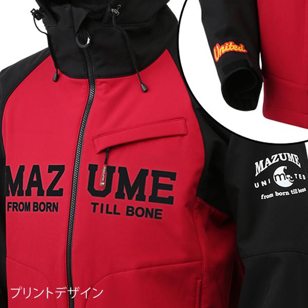 マズメ mazume ウインドカットジャケット ダブルトーン ブラック×レッド MZFW-728 (防寒着 防寒ジャケット 釣り)の画像