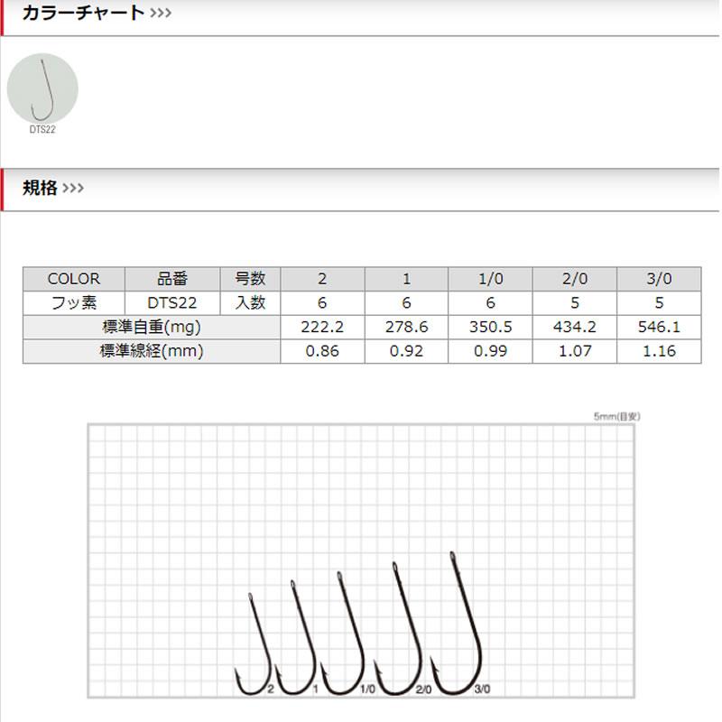 ささめ針 太刀魚ストレート(TCフッ素コート) DTS22 (海水バラ針) ゆうパケット可｜fishing-you｜02