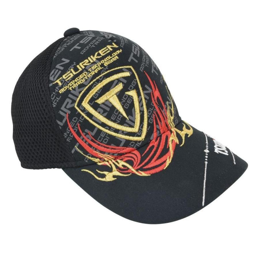 TsuriMasha フィッシングキャップとグローブセット 釣研 tsuriken ハーフメッシュキャップ ブラック F THC251