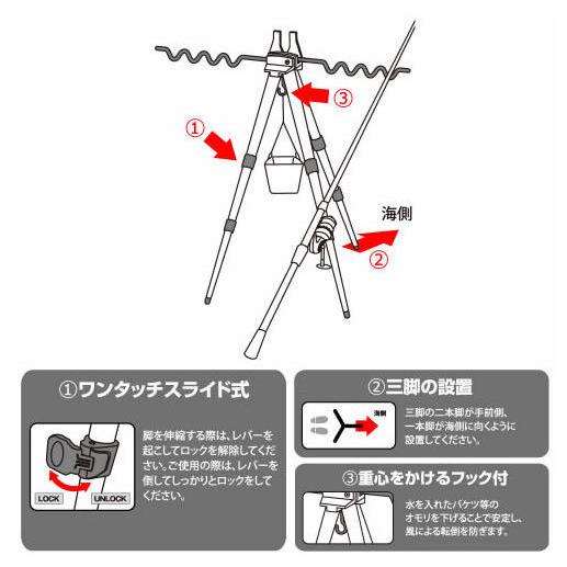 タカミヤ アルミ三脚 3段 竿掛け 508円 ロッドスタンド 2 21人気新作