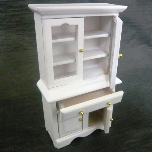 1/12 ミニチュア家具 食器棚 カップボード ホワイト /ドールハウス
