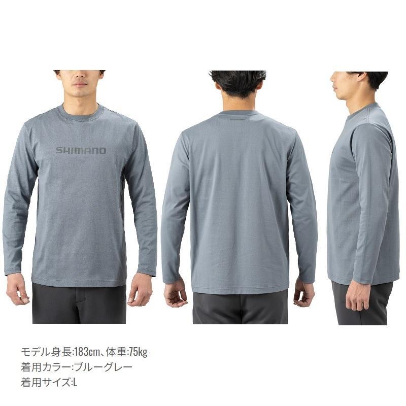 シマノ（SHIMANO） SH-011V コットン ロゴ ロングスリーブ ネイビー M