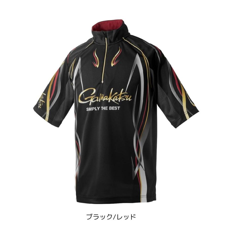 Gamakatsu GM3735 2WAYプリントジップシャツ Lサイズ　レッド Gamakatsu（がまかつ） GM3735 2WAYプリントジップシャツ(半袖) #7L