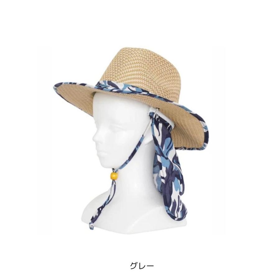 WPC-393 2wayカモフラージュ柄日除け付き麦わら帽子 #フリーサイズ