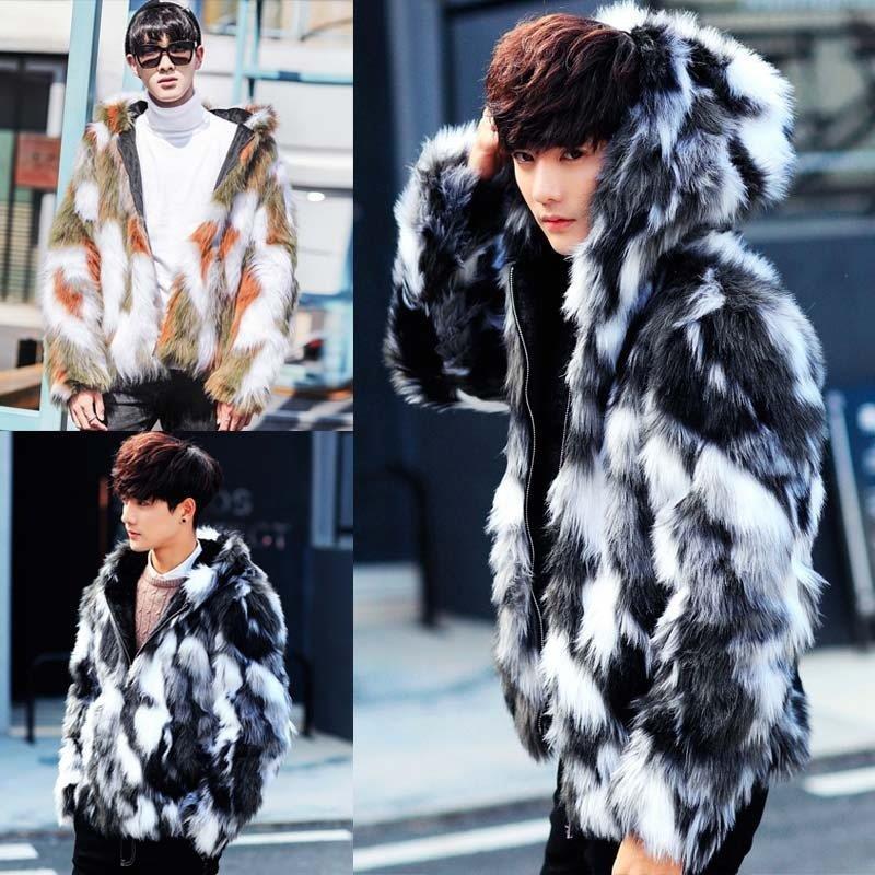 在庫処分 男性用 ショートコート フェイクファー ファーコート メンズコート 秋冬 ショートコート フェイクファー ファーコート メンズコート 秋冬 毛皮コート アウター カッコイイ 厚手上着 フード付き ふわふわ 韓国風 高級感 おしゃれ コート アウター