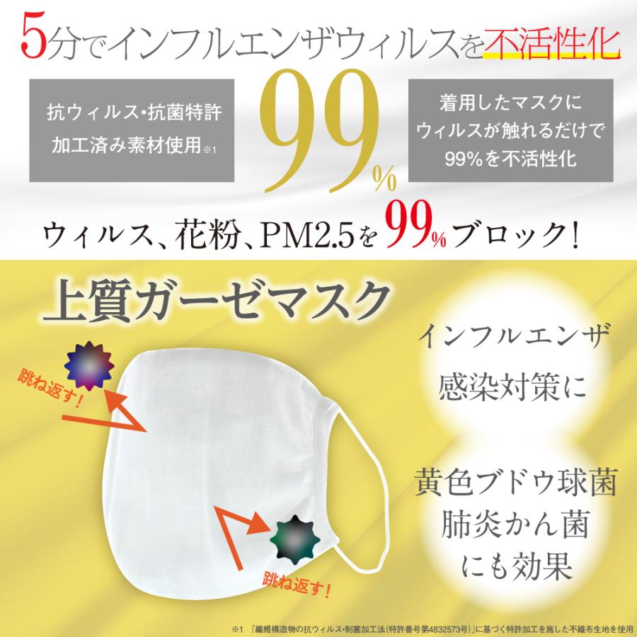 抗ウイルスマスク 抗ウイルス特許加工 日本製 クリンシア ガーゼマスク