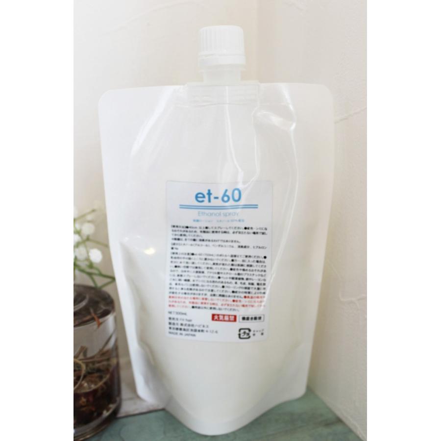 エタノール 除菌スプレー 300ml 詰め替え用パウチ　除菌・ウイルス対策に!!エタノール 60％配合「et‐60」＜エタ60＞ | 
