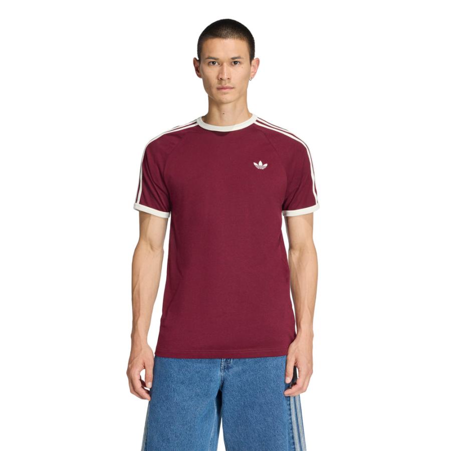 日本未発売 Mサイズ adidas 新品 3ストライプ ロンT バーガンディ adidas - 日本未発売 Mサイズ adidas 新品 3ストライプ ロンT