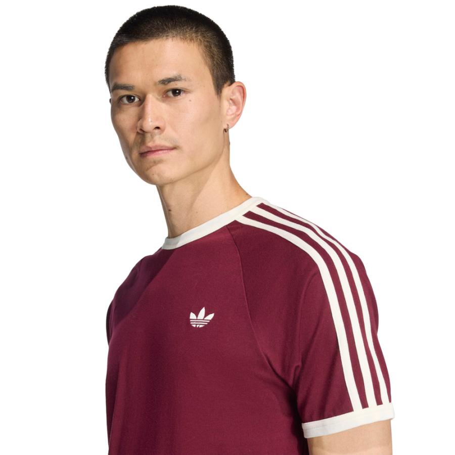 日本未発売 Mサイズ adidas 新品 3ストライプ ロンT バーガンディ adidas - 日本未発売 Mサイズ adidas 新品 3ストライプ ロンT