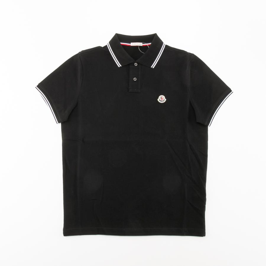 MONCLER ポロシャツ ブラック 袖ライン ワッペン MONCLER（モンクレール） メンズトップス 衿袖口ライン入りワッペン