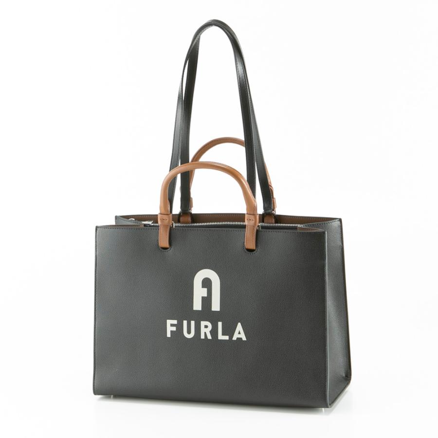 FURLA フルラ ハンド・トートバッグ VARSITY STYLE TOTE/NERO+PERLA e  