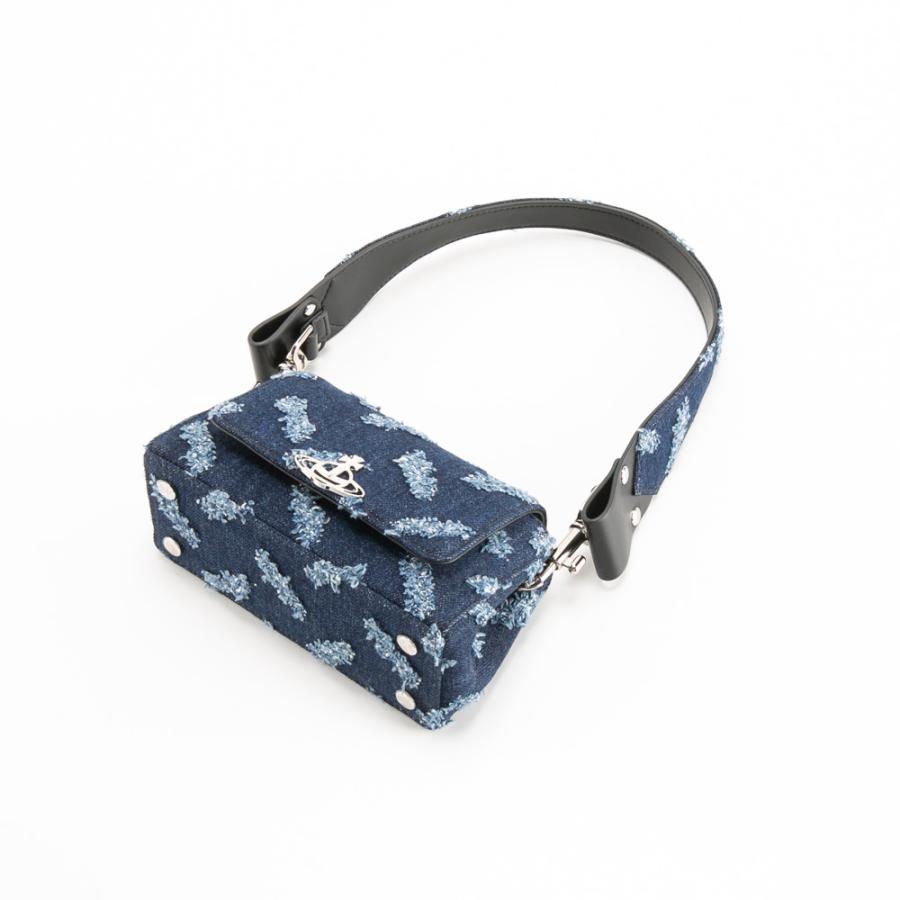 ヴィヴィアンウエストウッド Vivienne Westwood RIPPED DENIM HAZEL SMALL チェーンショルダー付きハンドバッグ 46030001W-W01BO　フィットハウスの画像