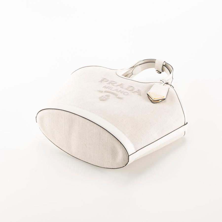 PRADA 【WEB限定価格】プラダ リネンブレンド+レザー MD トート