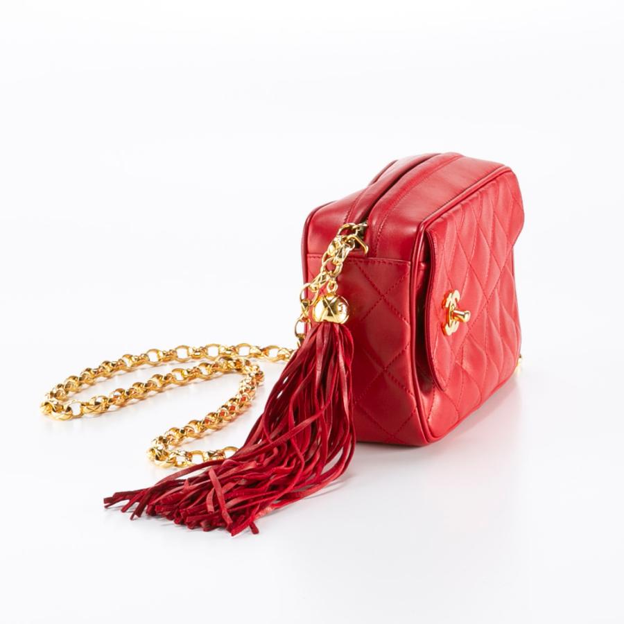 CHANEL シャネル【美品】ビンテージ フリンジ フラップ ショルダーバッグ CHANEL（シャネル） 【ヴィンテージ・中古】シャネル ラム 斜め