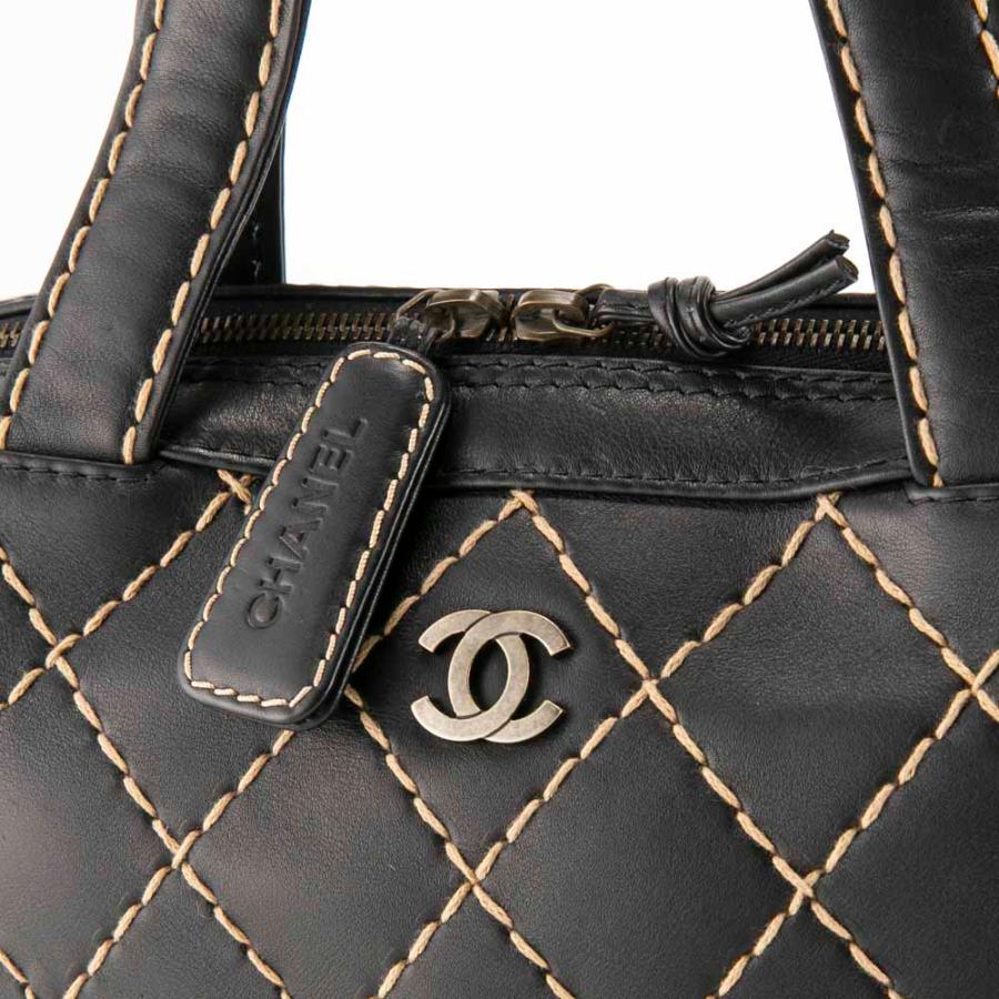 【ヴィンテージ・中古】シャネル CHANEL ワイルドステッチ ファスナーボーリング トートバッグ A14693　フィットハウス｜fithouse｜06