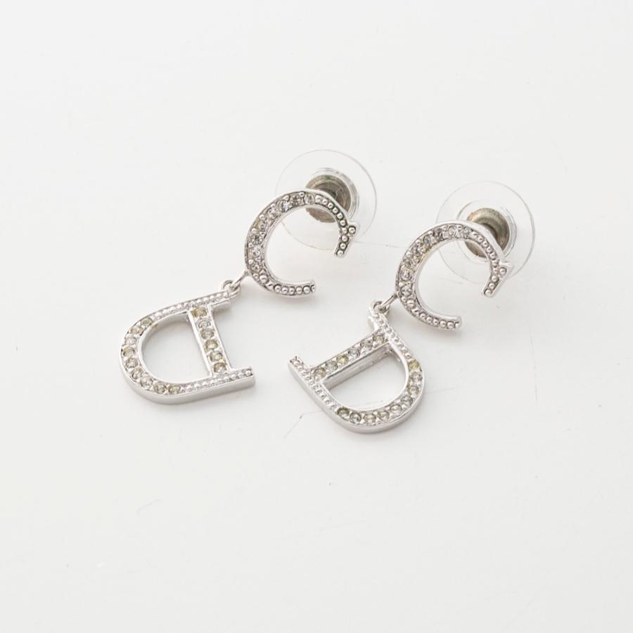 美品✨ Christian Dior ピアス CDロゴ ラインストーン チェーン Christian Dior（クリスチャン・ディオール） 【ヴィンテージ・中古