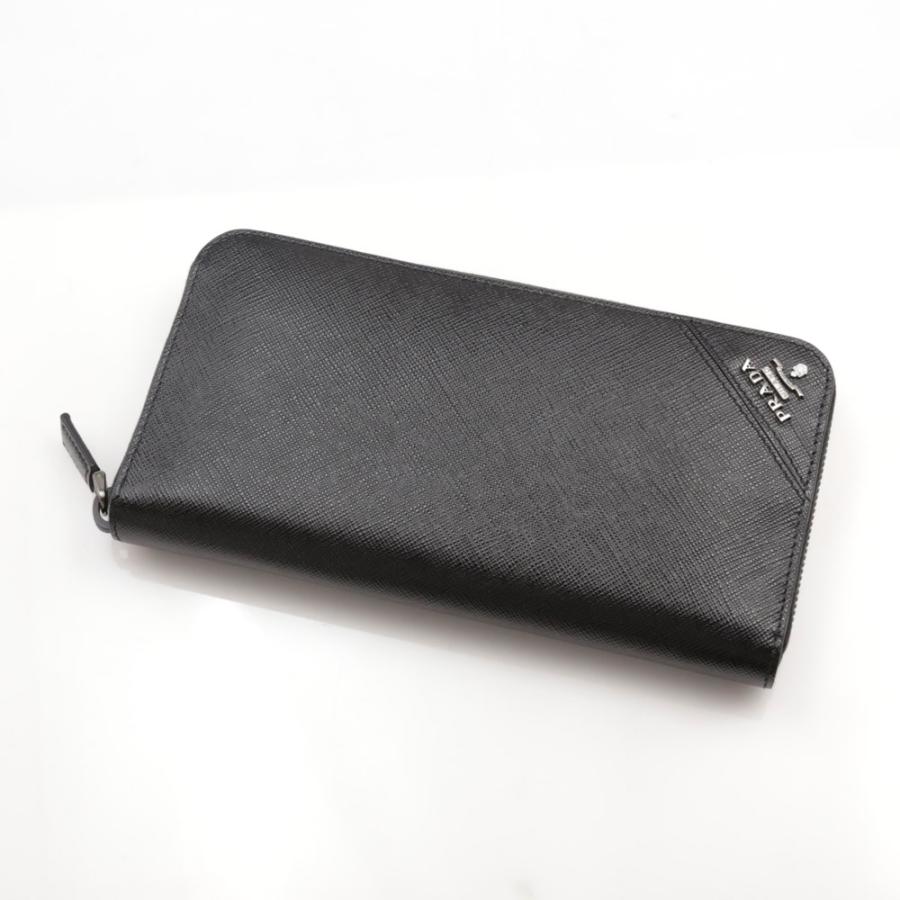 PRADA プラダ 長財布 SAF.METAL メンズ ラウンド/NERO 2ML317-QME 