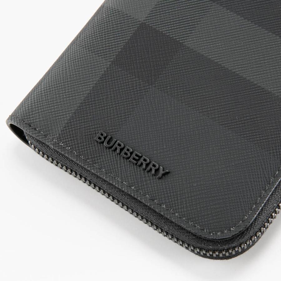 BURBERRY（バーバリー） チャコールチェック&レザーラウンド長財布 