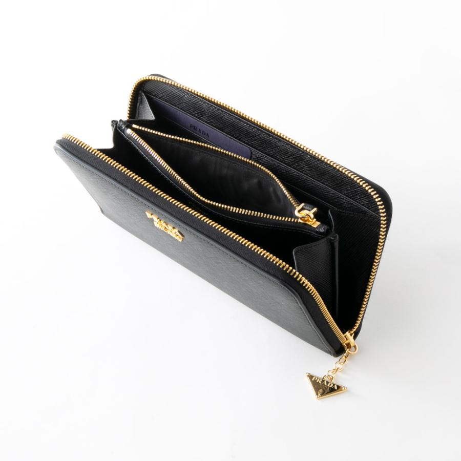 PRADA（プラダ） ラウンド長財布 SAFFIANO TRIANGOLO METAL CHARM