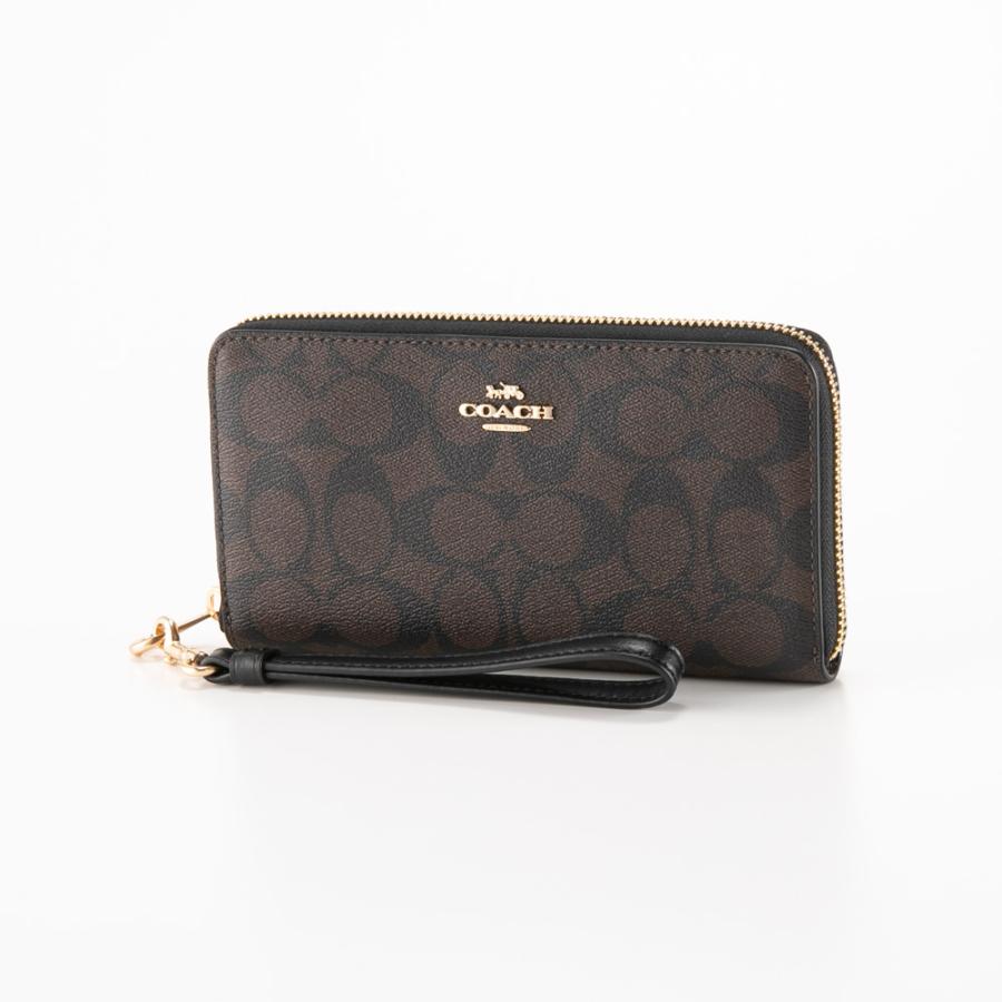 新品未使用COACH 黒シグネチャー 黒ストライブ 長財布 コーチ COACH（コーチ） 長財布 シグネチャー アコーディオン ラウンド リスト