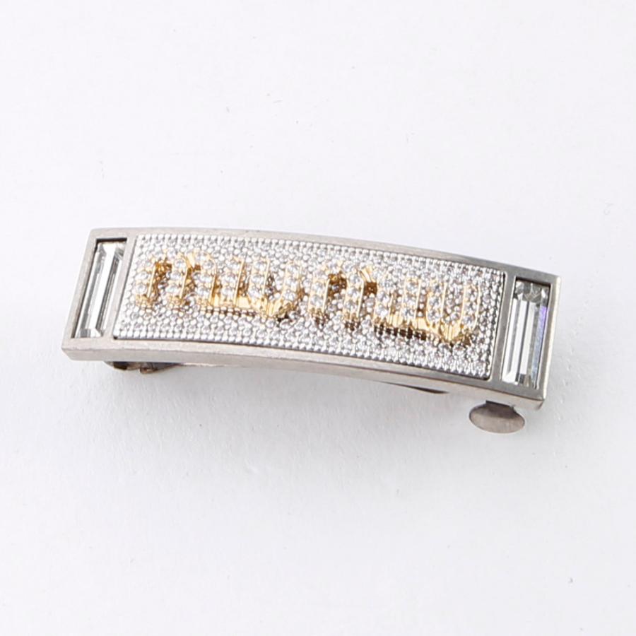 ミュウミュウ miumiu バレッタ ミュウパヴェ クリスタルスタッズ