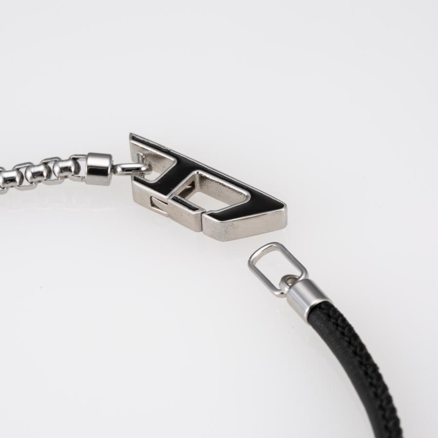 DIESEL（ディーゼル） ロゴチェーン+レザー2連ブレスレット DX1472040