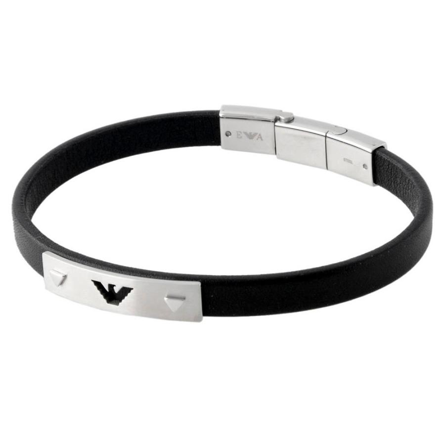 エンポリオアルマーニ EMPORIO ARMANI ブレスレット レザーロゴプレート付き ブレス EGS2411040　フィットハウス