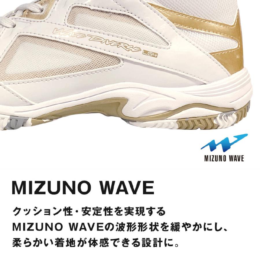 ミズノ ウエーブダイバースLG4リミテッド ホワイト×ゴールド (24.5〜29.0cm) MIZUNO WAVE DIVERSE LG4 Ltd 23AW限定｜fitnessclub-y｜17