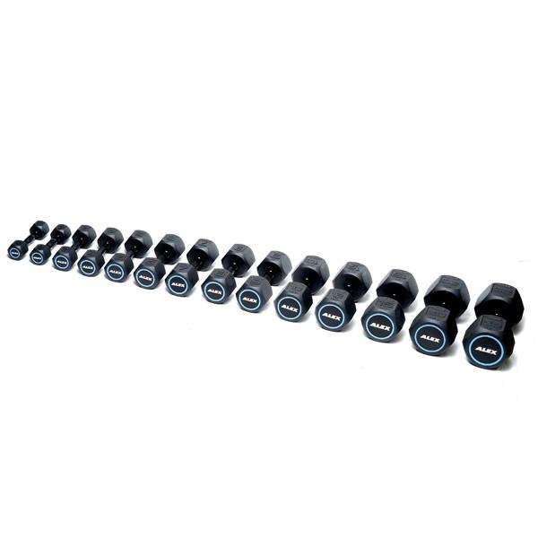 8kg ヘックスダンベル 黒 アレックス ラバーヘックスダンベル 8kg 2個セット : フィットネス市場