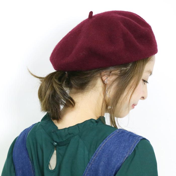 紫色リブデザインベレー帽 CITRINE Chakra ベレー帽 フェルト 帽子 女性用 無地 防寒 秋服