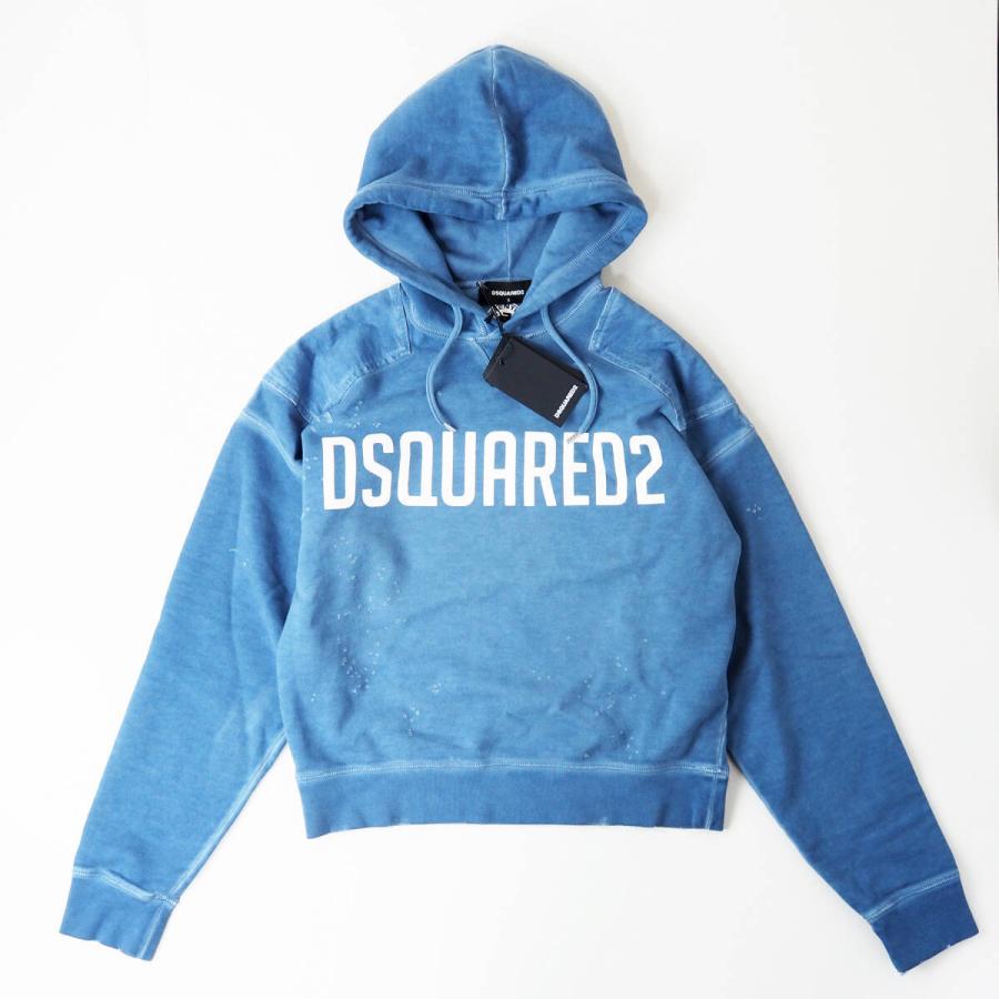 XL寸/極美品⭐️DSQUARED2 デニムパーカー　クリスタル　ダメージ加工　青 DSQUARED2（ディースクエアード） S74GU0736 ヴィンテージ加工 ロゴ