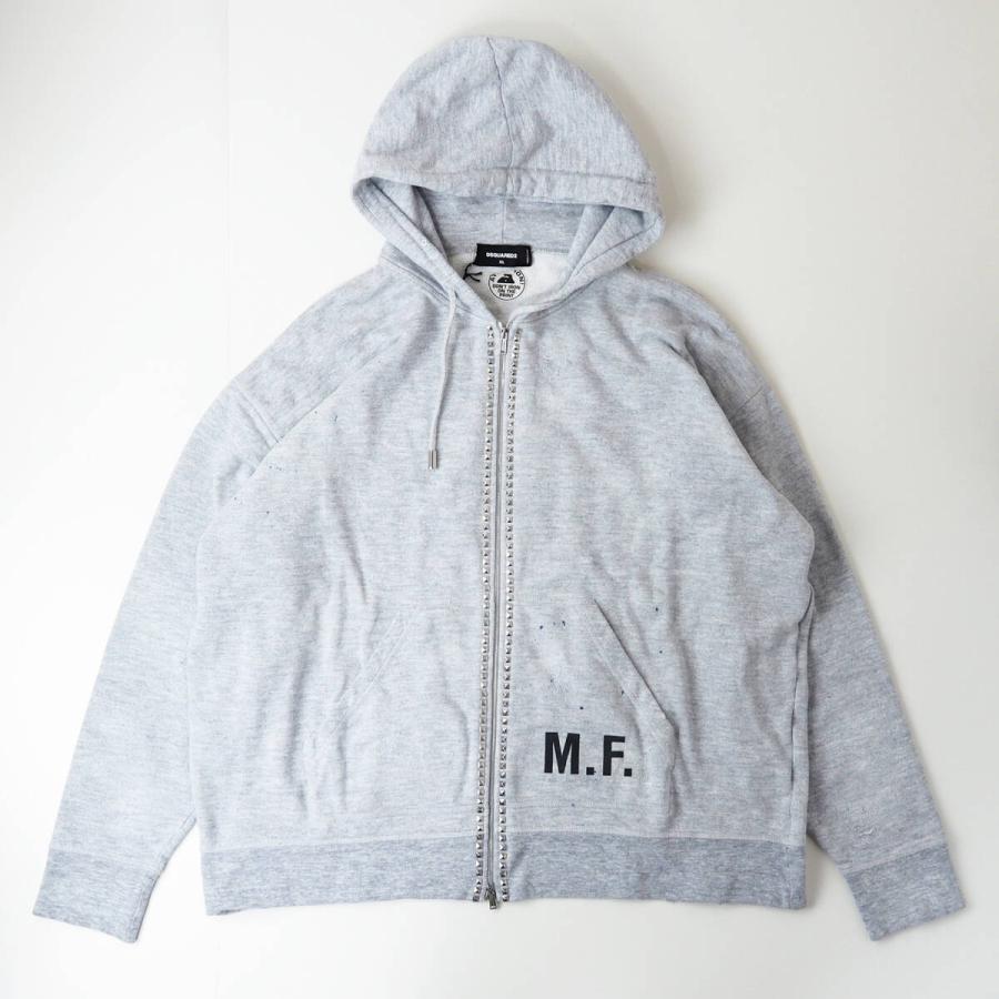 DSQUARED2 フルジップパーカー ダメージ加工　S DSQUARED2 ディースクエアード S71HG0100 ペイント ダメージ