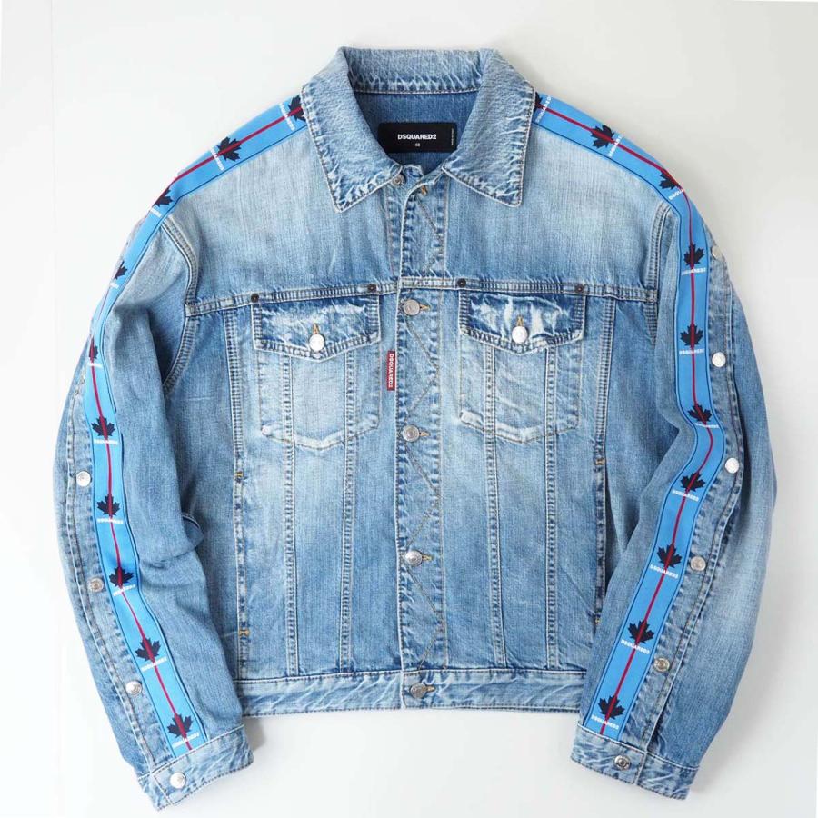 美品、DSQUARED2 、ディースクエアード、デニムジャケット DSQUARED2（ディースクエアード） S74AM1466 メンズ サイドライン ロゴ