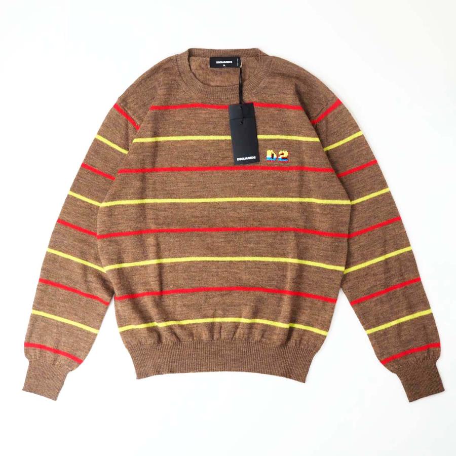 DSQUARED2（ディースクエアード） ストライプ ロゴ クルーネック
