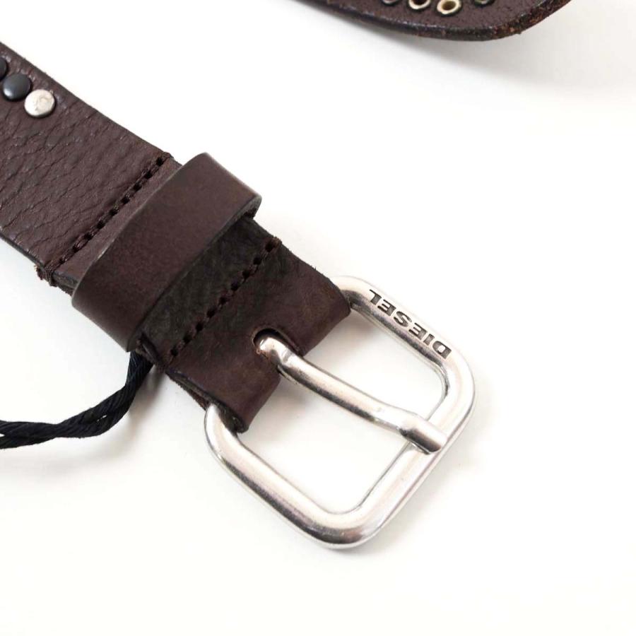DIESEL（ディーゼル） B-OST メンズ スタッズ レザー ベルト 本革