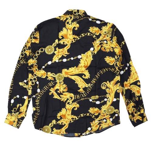 超希少✨XXL相当 ヴェルサーチ 長袖シャツ バロック 総柄 グラデーション VERSACE JEANS COUTURE ヴェルサーチメンズ バロック チェーン 総柄
