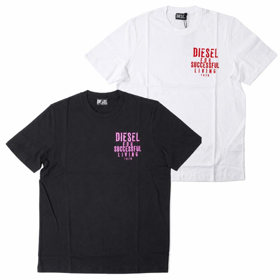 DIESEL（ディーゼル） T-JUST メンズ パフプリント ロゴ 半袖 Tシャツ