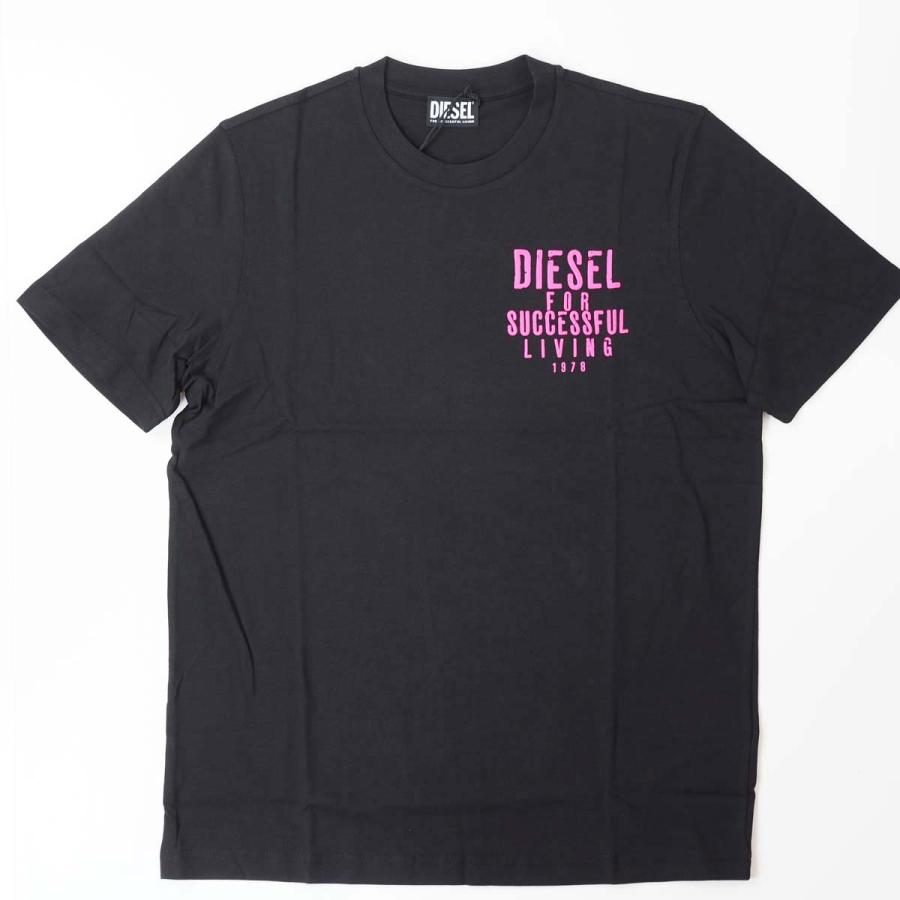 DIESEL 半袖 Tシャツ ブラック ロゴプリント DIESEL（ディーゼル） T-JUST メンズ パフプリント ロゴ 半袖 Tシャツ