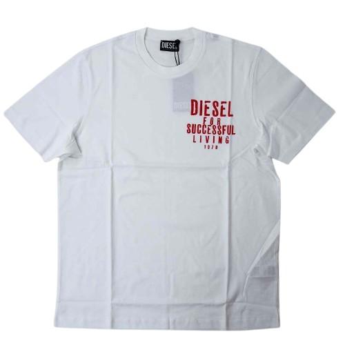 DIESEL（ディーゼル） T-JUST メンズ パフプリント ロゴ 半袖 Tシャツ