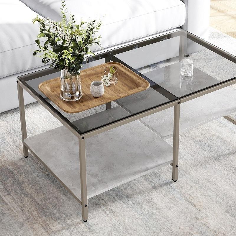 全面ガラスのローテーブル！引き出し二つ