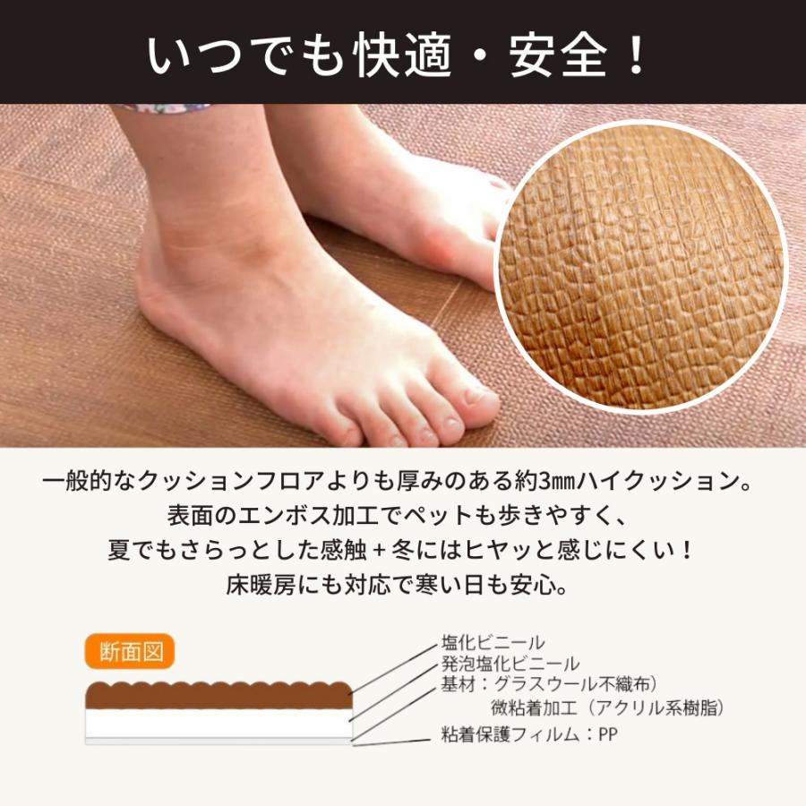 犬猫 床保護 日本製 貼ってはがせるフロアパネル 45×45cm 同色20枚 滑り防止 傷防止 床暖房対応 マット クッションフロア 怪我防止 裏面滑り止めの画像