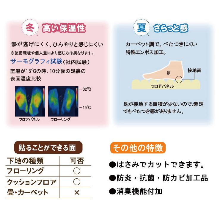 犬猫 床保護 日本製 貼ってはがせるフロアパネル 45×45cm 同色20枚 滑り防止 傷防止 床暖房対応 マット クッションフロア 怪我防止 裏面滑り止めの画像