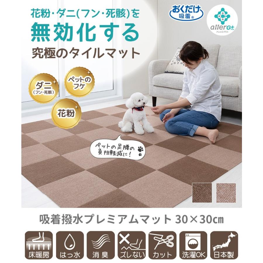 おくだけ吸着 吸着撥水プレミアムマット ループ 30×30cm　同色100枚入 犬用カーペット | サンコー | 01