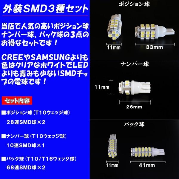 ワゴンR MH23S MH34S MH44S MH35S MH55S 外装3種 LED ポジション球 ナンバー球 バック球 T10 T16 3種5点 合計202発 カスタム パーツ LEDバルブ｜five-parts｜02