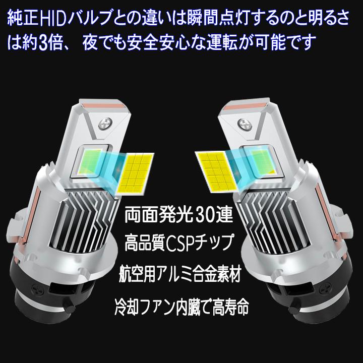 ハイエース レジアスエース 200系 純正HIDバーナーとポン付け交換 LEDヘッドライト D4S D4R 6500K 9600ルーメン カスタム パーツ LEDバルブ 2本組 【1年保証】｜five-parts｜05