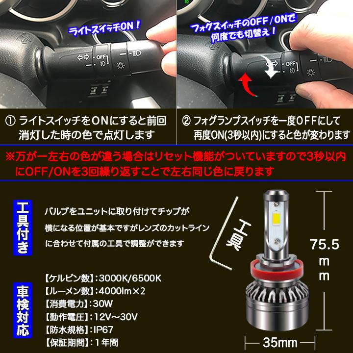 マークX 120系 130系・カムリ 50系 2色切替え LEDフォグランプ