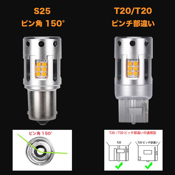 【保証付き】 セレナ C25/C26/C27 LED ウインカーバルブ ハイフラ防止抵抗内蔵 T20/T20ピンチ部違い アンバー CSPチップ SMD LEDバルブ ウインカー球 2個｜five-parts｜02